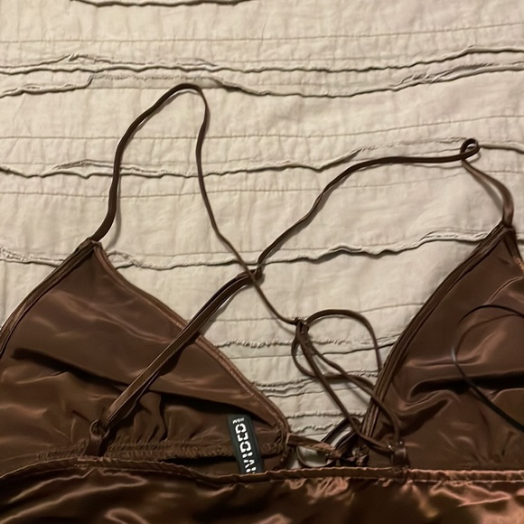 Middle Tie together designed crop tops, Pink/ Brown, H&M - Picture 4 of 7